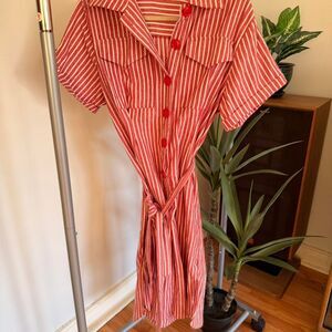 Crest Monique Red Stripe Summer Dress